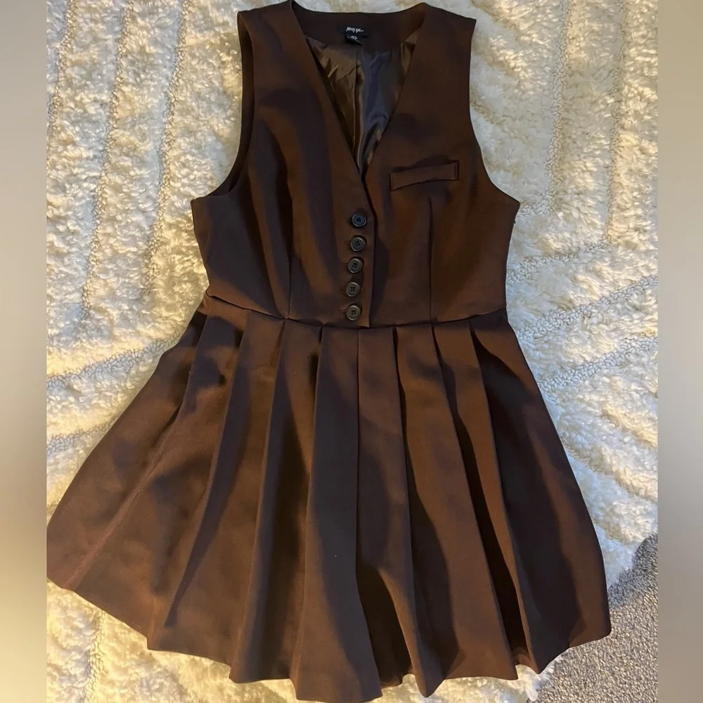 Nasty Gal Brown Button-Up Mini Dress - Picture 3 of 5